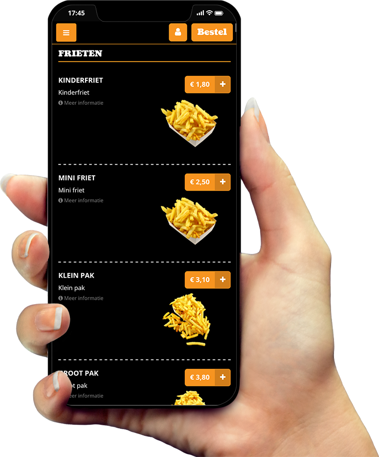Voorbeeld van onze app op smartphone